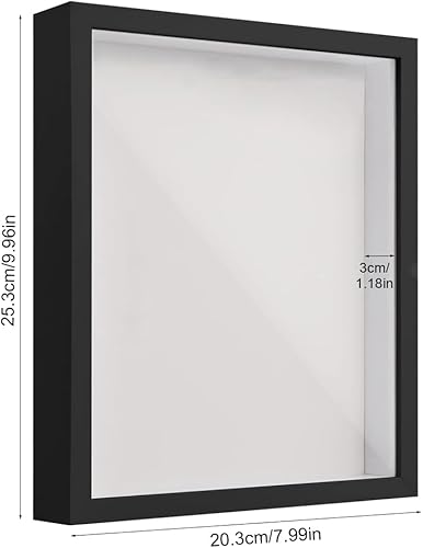 Cadre photo 3D à remplir - 20 x 25 x 3 cm - En bois - Profondeur : 3 cm - Pour objets - Fleurs - Cadeau de mariage ou souvenirs - Noir - Nail Gallerys