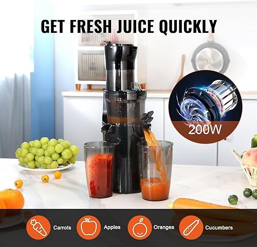 Extracteur de jus à pression froide, grande goulotte d'alimentation, Fruits et légumes à haute teneur en nutriments, facile à nettoyer - Nail Gallerys
