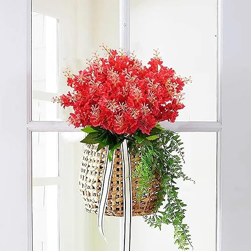 Lot de 6 bouquets de glycines artificielles en jacinthe pour maison, jardin, intérieur et extérieur, cimetière, clôtures, décoration de glycine (rouge, taille unique) - Nail Gallerys