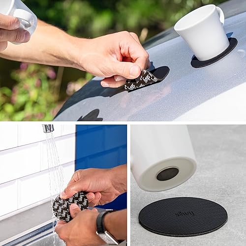 silwy® Lot de 2 Tasses à Expresso magnétiques en Porcelaine avec 2 tampons en métal Nano Gel, Noirs, antidérapantes, pour Camping et caravaning, Accessoires de Bateau et Yacht - Nail Gallerys