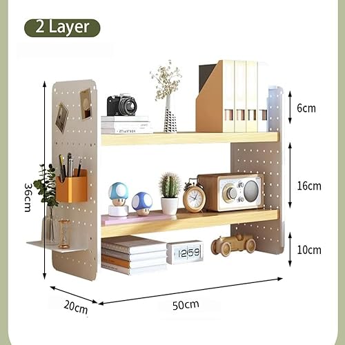 Treesunshine Bibliothèque de Bureau Avec étagères à Panneaux Perforés, DIY étagère de Rangement Multifonction Pour Ordinateur (2 Niveaux, 50 cm) - Nail Gallerys