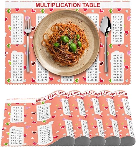 Lot de 4 sets de table imperméables et lavables pour tables de multiplication - Nail Gallerys