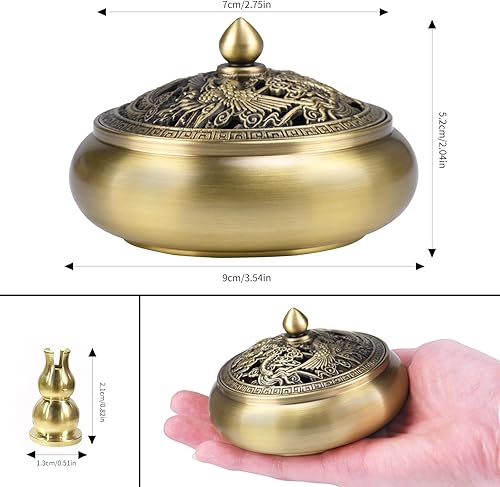 TAIYOU Brûleur d'encens vintage en laiton avec un petit support pour bâtons d'encens - Brûleur en métal - Fonctionne pour bâtons et cônes - Mini porte-encens pour chambre à coucher, aromathérapie, spa - Nail Gallerys