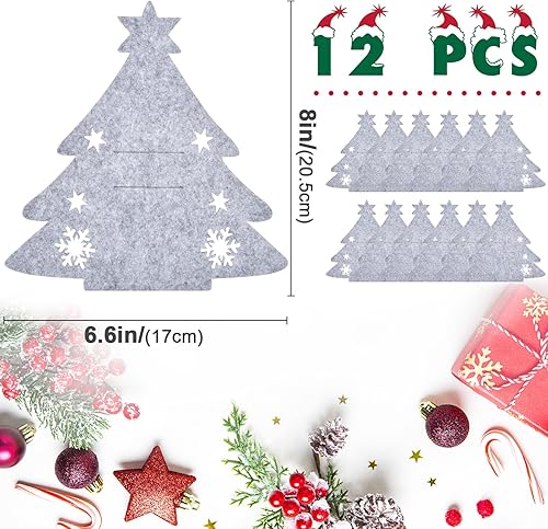 Lot de 12 Porte-couverts de Noël, Porte Couverts en Feutre de Noël,Sac à Couverts Sapin de Noël,Sac à Couverts de Noël,décoration de Noël,Décoration de Table Pour Fête de Noël - Nail Gallerys
