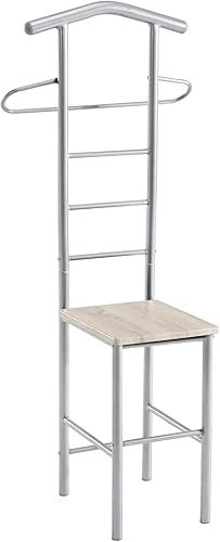 IDIMEX Lot de 2 valets de Chambre JIVO chevalets de Nuit portants pour vêtements, Structure en métal argenté avec Tablette en MDF décor chêne Sonoma - Nail Gallerys