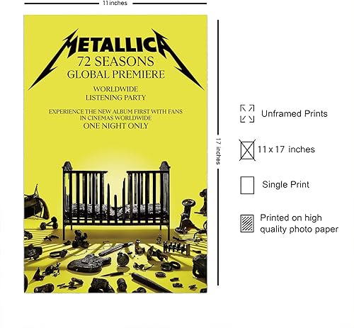 Theissen Metallica : 72 Seasons album cover Poster film - Poster mural mat Frameless Gift 11 x 17 pouces (28 x 43 cm) - Nail Gallerys