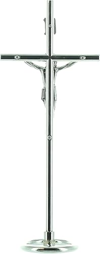 Palais du Rosaire Crucifix en métal sur pied 16 cm - Crucifix métal - Culte Chrétien en Métal Argenté - Nail Gallerys