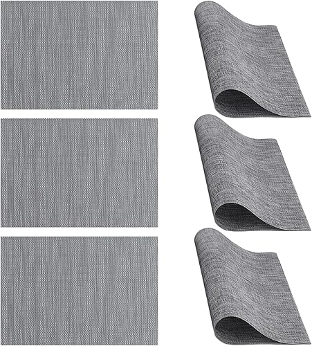 Lot de 6 sets de table lavables - En lin - Résistants à la chaleur - Antidérapants - Double face - En tissu - Gris foncé - Nail Gallerys