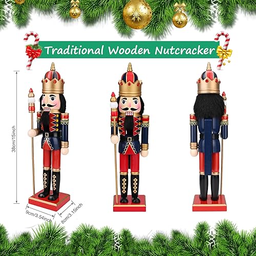 Xakay Casse Noisette Noel 38cm/15 Casse Grand Soldat Casse-Noisette de Noël en Bois avec Support Deco Noel Interieur Casse-Noisettes Noël Decoration Casse-Noisettes Soldat Ornement Poupée Cadeau - Nail Gallerys