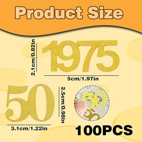 100 Pièces Confettis Décoration 50 Femme, Années 50 Mariage Ornements D'anniversaire Disperser Paillettes Dorées Table pour Fête Amusante 50ans Homme Adoré Jour De Noces Serpentins éparpiller - Nail Gallerys