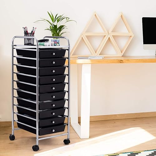 DREAMADE Chariot de Rangement,Desserte à roulettes,Tour de Rangement en Métal avec 20 Tiroirs,1 Tablette,4 Roues et 2 Freins pour Salon,Chambre,Bureau,Dortoir, 64 x 37 x 86 CM (Blanc 2) - Nail Gallerys