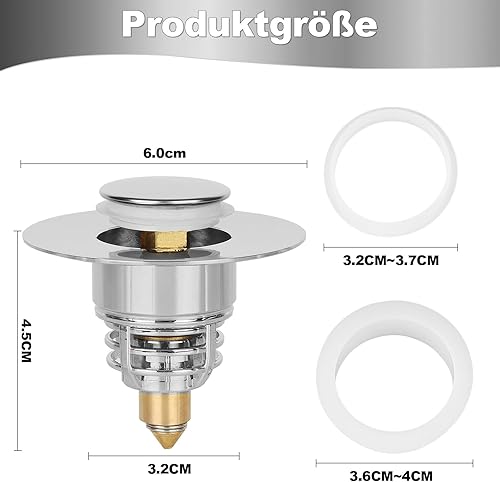 WUFANC Lot De 2 Bouchon Lavabo Salle De Bain - Bouchon Evier Salle De Bain Acier Inoxydable avec Noyau à Ressort Compression, Durable Résistant à La Corrosion - Filtre Evier pour évier, Baignoires - Nail Gallerys