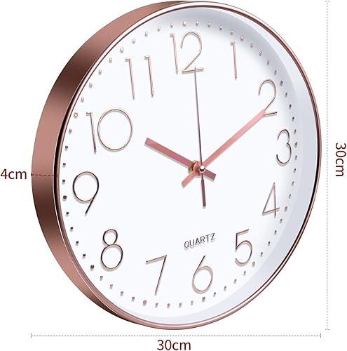 Gigtoop Horloge Murale, Horloge Murale Moderne 30cm Horloge Murale Ronde,Horloge Murale à Quartz,Murale Facile à Lire, sans de Bruit, Style Moderne pour Maison，Cuisine - Nail Gallerys