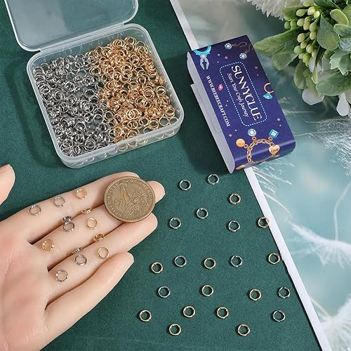 SUNNYCLUE 1 boîte de 200 Anneaux Fendus à Double Boucle 304 Anneaux de Jonction en Acier Inoxydable Boucles Rondes en Métal Argenté et Doré Petits Connecteurs Porte Clés pour la Fabrication de Bijoux - Nail Gallerys