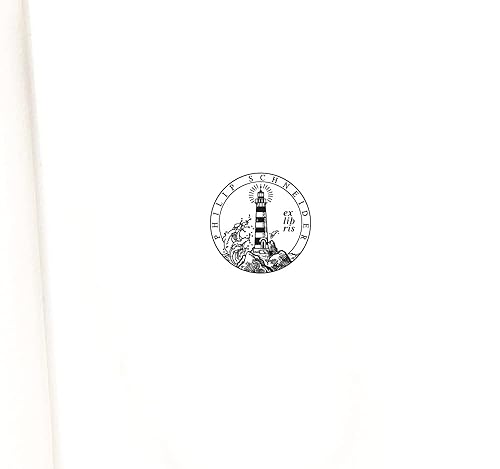 Ex libris Tampon Phare Lumière Mer Orageuse Vague Côtier Rochers Personnalisé, Fait Main Bois dans Boite Cadeau - Nail Gallerys