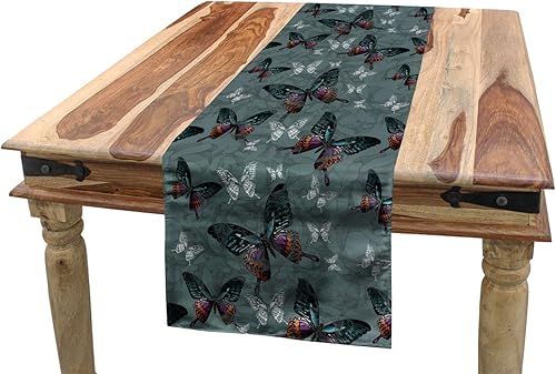 ABAKUHAUS Coquelicot Chemin de Table, Floral Blossom Spring, Rectangulaire Décoratif pour Salle à Manger, 40 x 225 cm, Olivengrün Orange Weiß - Nail Gallerys