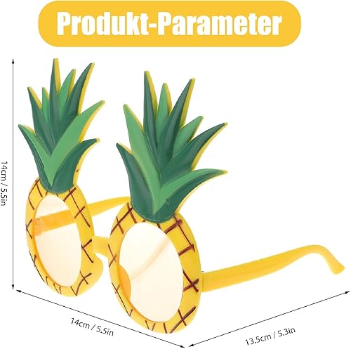 Esshogo 1 paire de lunettes de fête, ananas, lunettes de soleil hawaïennes, accessoire de costume d'ananas, lunettes amusantes, monture de lunettes de fête tropicale - Nail Gallerys