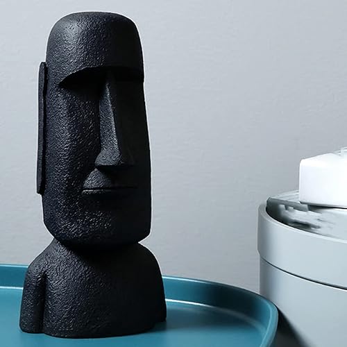 1pc statue de de Pâques style rétro Moai tête Sculpture pour les ornements, Noir B - Nail Gallerys