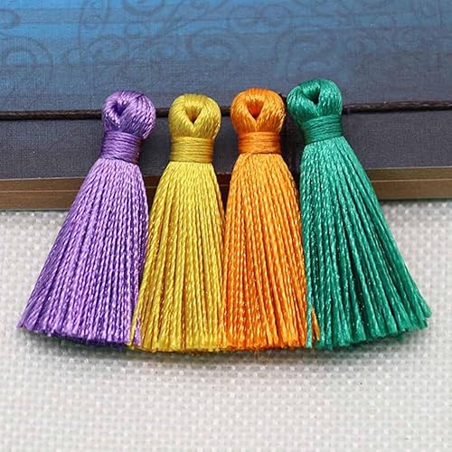 SHTGOI Lot de 20 mini pompons de 4 cm - Fait à la main - En soie - Multicolore - Style chinois - Pour boucles d'oreilles, marque-pages, accessoires de bricolage - Bleu marine - Nail Gallerys