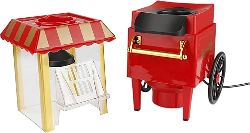 Machine à pop-corn rétro - 1200 W - Pour la maison - Avec air chaud - Sans graisse - Sans huile - Opération à un bouton - Popcorn Popper - Rouge - Nail Gallerys