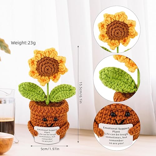 BigKego Pocket Hug Tournesol Positif Creative Laine à tricoter Tournesol Poupée porte-bonheur Cadeaux Mutmacher Cadeaux Bon Rétablissement Cadeau pour Femmes Hommes Cadeaux de motivation - Nail Gallerys