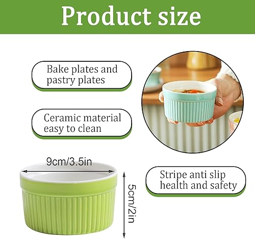 JDBlissful 6 X 200ml Moules à Soufflés en Porcelaine Allant au four, Porcelaine, Empilables, Petit Bols à Sauce Yaourt en Porcelaine, four à Pâtisserie, Glace, Sauce, Fruit, Collation, Ø9cm - Nail Gallerys