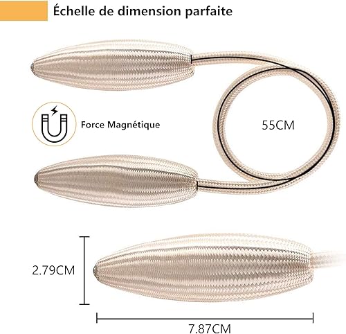 VEGCOO Lot de 4 Embrasses de Rideaux, Embrasses Rideau Aimantée Tressage Magnétiques Rideaux Boucle pour Décoration de Bureau Maison (Beige) - Nail Gallerys