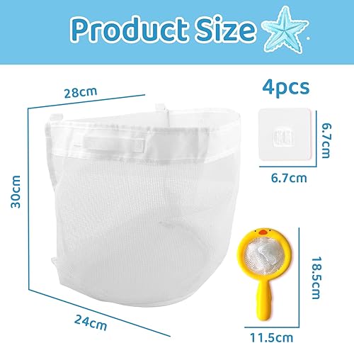 UYUYong Rangement Jouet Bain avec Crochets Adhésifs Scoop Filet Jouet Bain Bebe Large Capacité Sac en Maille Organiseur de Jouets de Bain pour le Rangement de la Salle de Bain Blanc - Nail Gallerys