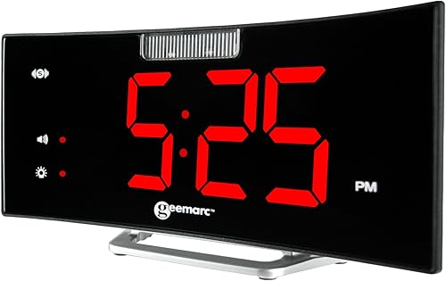 Réveil avec Alarme Puissante de 95dB, Coussin Vibrant, Grand Écran et Flash Lumineux - Le Wake 'N' Shake Curve de Geemarc Vous Sortira de Votre Sommeil Profond - Port de Charge USB - Version FR - Nail Gallerys