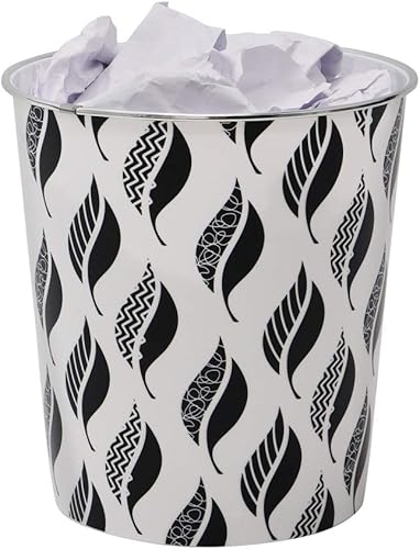 JVL Petite Corbeille à Papier en Forme de Feuilles, Environ 24,5 x 26,5 cm, Noir et Blanc, Taille Unique - Nail Gallerys