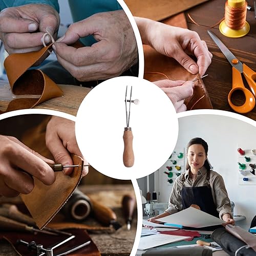 Outil de marquage de bord en cuir, outil de traçage de point de cuir | Outil de marquage de traceur de cuir à manche en bois réglable, outil d'artisanat du cuir - Nail Gallerys