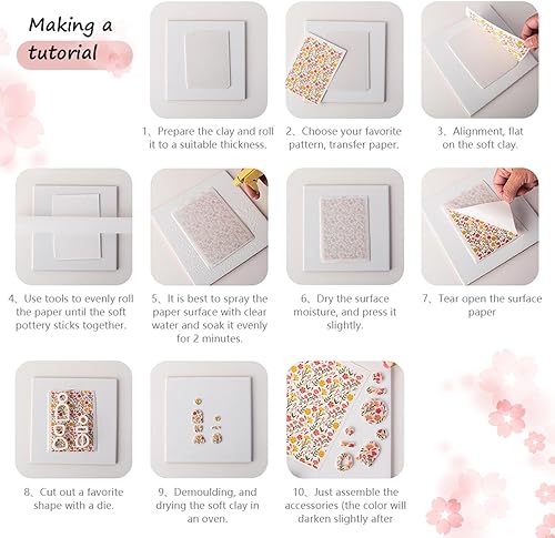 Lot de 10 feuilles de papier de transfert pour loisirs créatifs, feuilles de transfert en argile polymère orange magique pour fabrication de bijoux et boucles d'oreilles 14 x 9 cm - Nail Gallerys