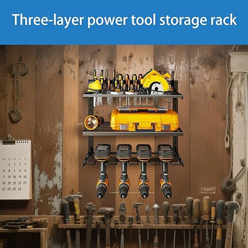 Support Pour Outils Électroportatifs, Support Mural Pour Garage, Étagère Métallique Robuste 3 Niveaux Pour Tournevis, Jardin & Atelier - Nail Gallerys