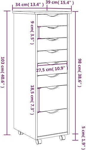 Toshilian Caisson de Bureau Mobile, Caisson de Rangement sur roulettes Meuble de Rangement Armoire roulante avec tiroirs Moss Gris Bois de pin Solide - Nail Gallerys