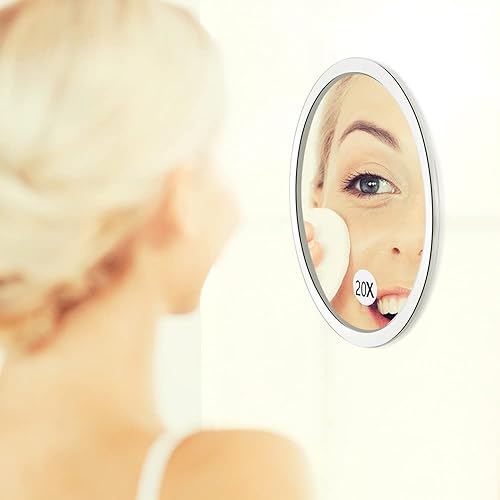 20X Grossissant Miroir avec 3 ventouses de montage - Utilisation pour miroir de maquillage - Épilation des sourcils - Épilation - Suppression des points noirs - Parfait pour les voyages et la maison - Nail Gallerys