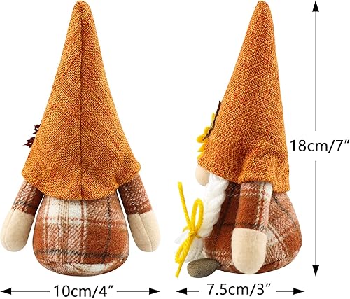 Godeufe Lot de 2 Deco Automne GNOME Peluche Elfe Décoration pour Maison Cuisine 18cm - Nail Gallerys