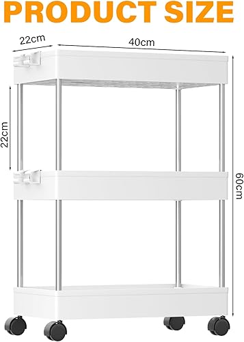 TAFONUP Desserte à roulettes, Chariot de Rangement à 4 Niveaux, Chariot de Rangement Mobile pour Cuisine, Salle de Bain, buanderie, Chambre, Espace étroit - 86 x 40 x 12.5cm - Nail Gallerys