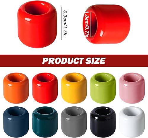 Sporgo Lot de 10 bougeoirs en céramique - Bougeoirs à tige - 10 couleurs - Bougeoirs en céramique - Pour mariages, anniversaires, fêtes et décorations de table - Nail Gallerys