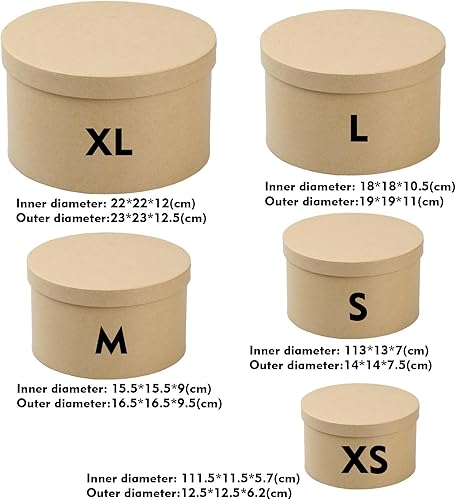 5 Assortie Boite Ronde en Carton, Boîte Cadeau Ronde Carton, Rondes en Papier Mâché, Boîte Coffret Cadeau Rond pour Action de grâces, Saint Valentin, Mariage - Nail Gallerys
