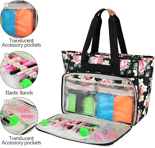 Yarwo Sac pour Tables Lumineuse A4 et Broderie Diamant Painting, Sac de Transport pour Tables Lumineuses et Diamant Peinture Accessoires (Sac Uniquement, Pivoine Noire) - Nail Gallerys