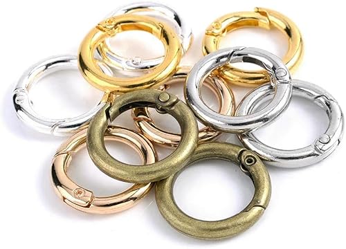 MIONGKI Lot de 3, 5 ou 10 Anneaux métalliques à Ressort ouvrables pour la Fabrication de Bijoux, Porte-clés, Clips de Sac, connecteurs à Crochet 20/25/28 mm - Nail Gallerys