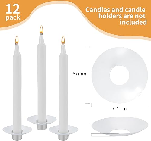 Lot de 12 attrape-gouttes pour bougies - 23 x 67 mm - Protection anti-goutte - Bougeoir décoratif pour bougie pointue et tige et bougie de communion de Noël - Nail Gallerys