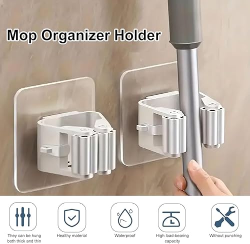 Accroche Balai Mural,6pcs Porte Balais Mural,Support Mural Pour Balai,Support De Vadrouille,Porte Balai Mural Auto-adhésif,Range Balai Mural,Porte Balais Mural Sans Percage,pour Porte Salle de Bain - Nail Gallerys