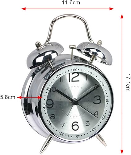 ALEENFOON 4' Métal Jumelle Cloche Alarme Horloge Chevet Facile RéGlage Bruyant Batterie Opéré Voyage Quartz Réveil Mécanique Réveil pour Les Enfants (Bleu) - Nail Gallerys