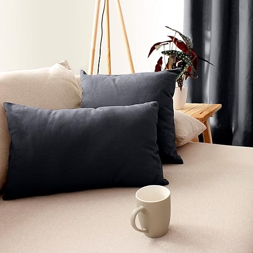 Enjoy Home - Coussin - Dimension 30x50 cm - Gris foncé- Coton certifié Oeko Tex - Lavable à la Main - Idéal pour Apporter de la Couleur à Vos canapés - Collection Panama - Nail Gallerys