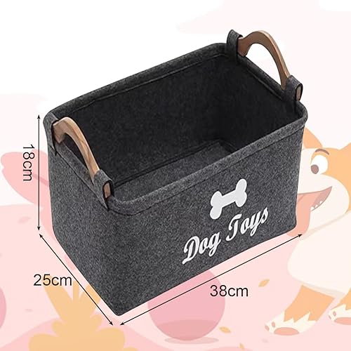MIUUIPI Panier de rangement rectangulaire en feutre avec poignée - Boîte de rangement pliable pour jouets pour animaux de compagnie - Noir - 38 cm x 25 cm x 18 cm - Nail Gallerys
