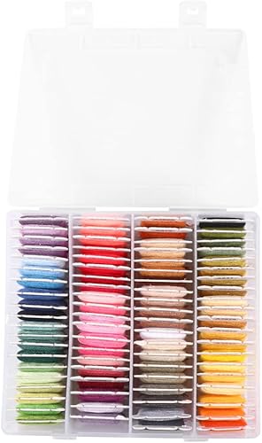 CENPEK Fils avec 80 bobines de Fil à Broder en Coton pour Point de Croix, Fil de Tapisserie aux Couleurs de l'arc-en-Ciel pour Bracelets d'amitié avec boîte de Rangement et bobines de Marque - Nail Gallerys