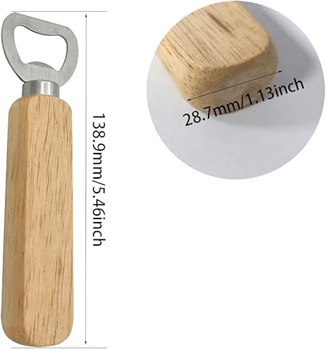 KtbeYTi 4 Pièces Poignée en Bois Ouvre Bouteille, Personnalisés Ouvre Bouteille de Bière, Décapsuleurs avec Poignée en Bois, pour Maison Cuisine Bar Cadeau - Nail Gallerys