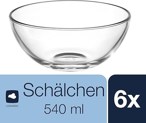 Leonardo 066326 Cucina Lot de 6 Bol 14 cm, Verre, Transparent, 14 x 14 x 6,5 cm, 6 unités - Nail Gallerys
