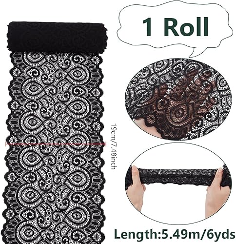 NBEADS 6 Verges Tissu de Bordure en Dentelle Extensible, 19cm de Large Ruban en Dentelle Élastique Bordure en Dentelle pour Décorations de Mariage Couture DIY Making et DIY Crafts, Blanc - Nail Gallerys